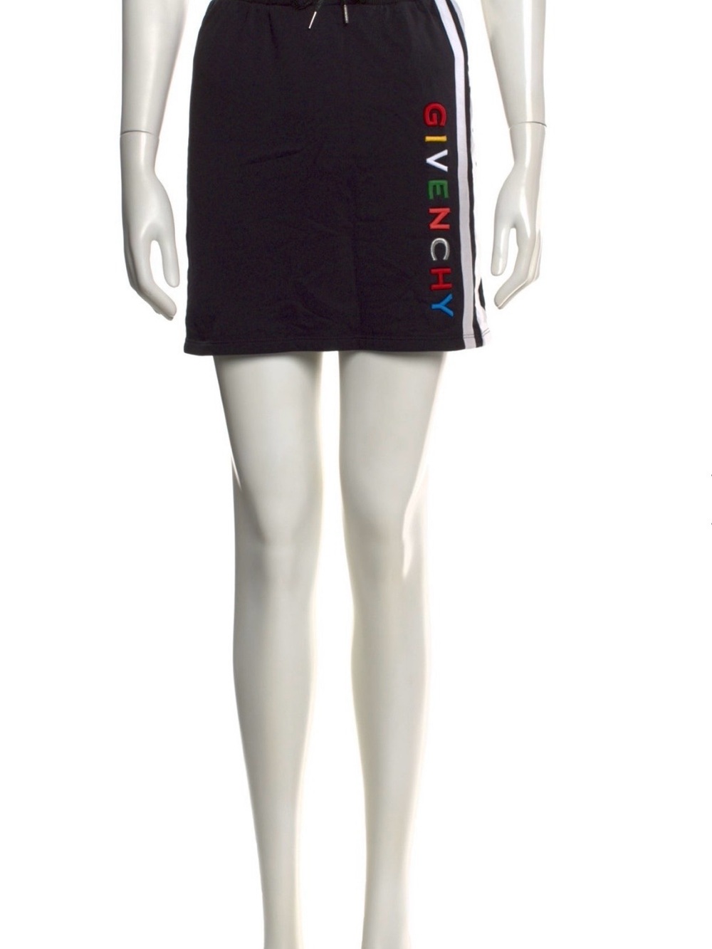 Givenchy Black Mini Skirt with Multicolor Logo Stripe